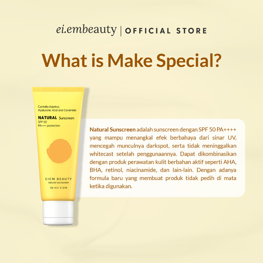 Cantik Alami Sehat EI.EM Beauty Natural Hybrid Sunscreen SPF 50 PA++++