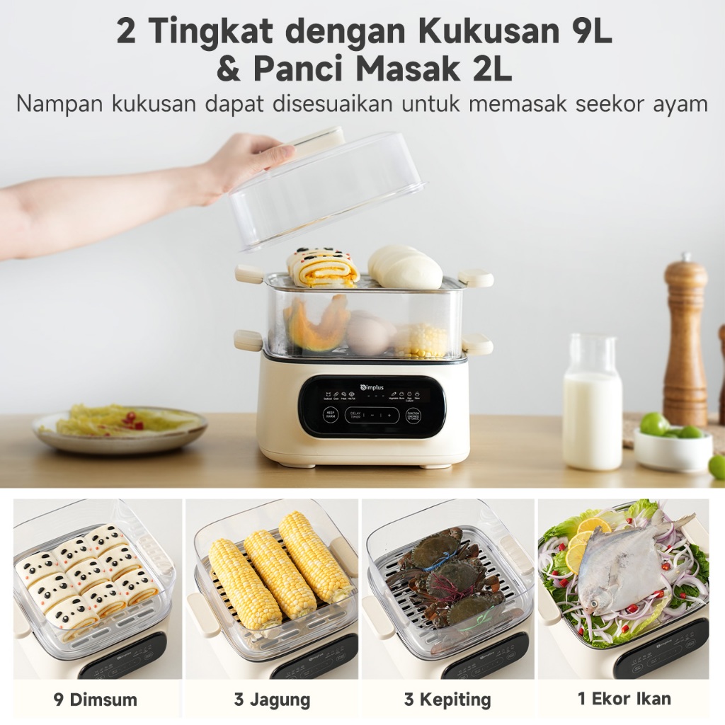 Simplus Simplus Kukusan Listrik 2 Tingkat Kapasitas 11L