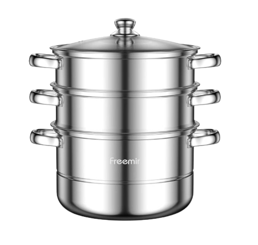 freemir Panci Kukus Stainless Steel 3 Tingkat dan Tutup Kaca