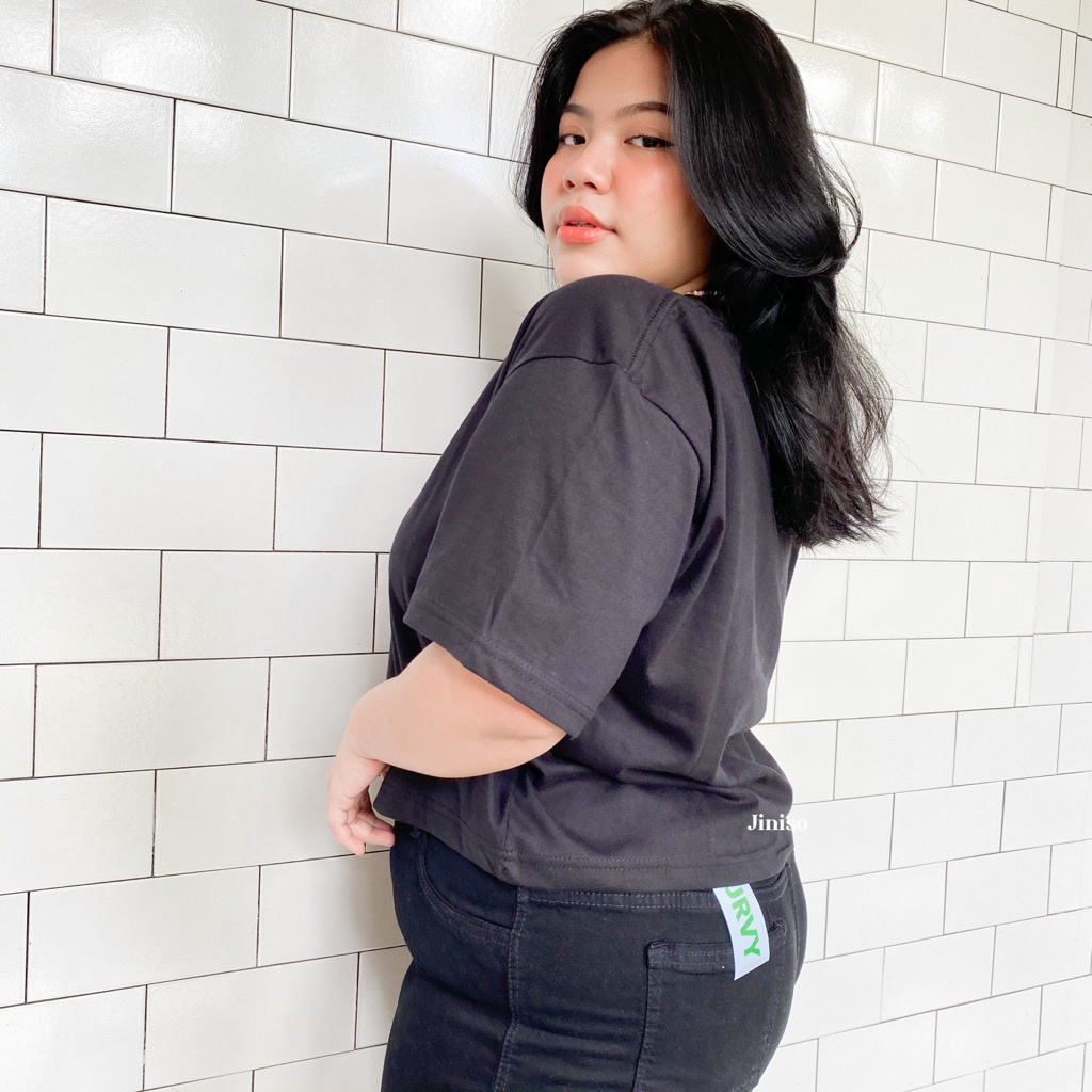 Jiniso Big Size Crop Top Oversize Tee T-Shirt