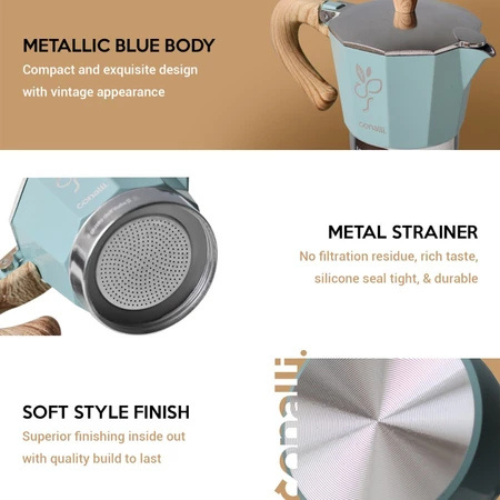 Conalli Conalli 3 Cup Mokapot Bellissimo Blue