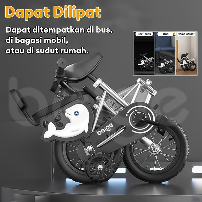 BEIGE Beige Sepeda Lipat Anak 14 Inch