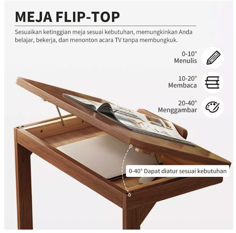 Yonezawa Meja Laptop Dengan Roda 5