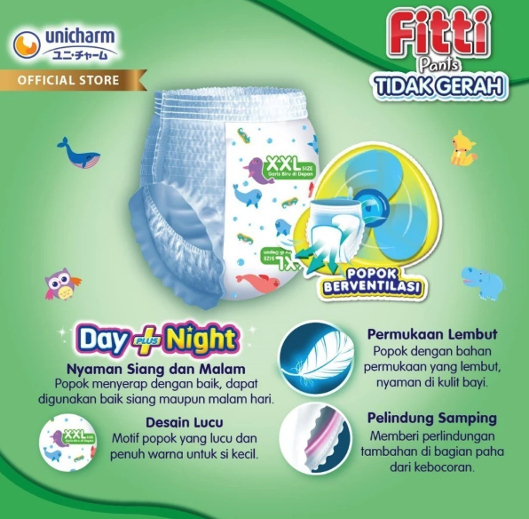 Unicharm Indonesia FITTI Pants Popok Bayi Tipe Celana XL