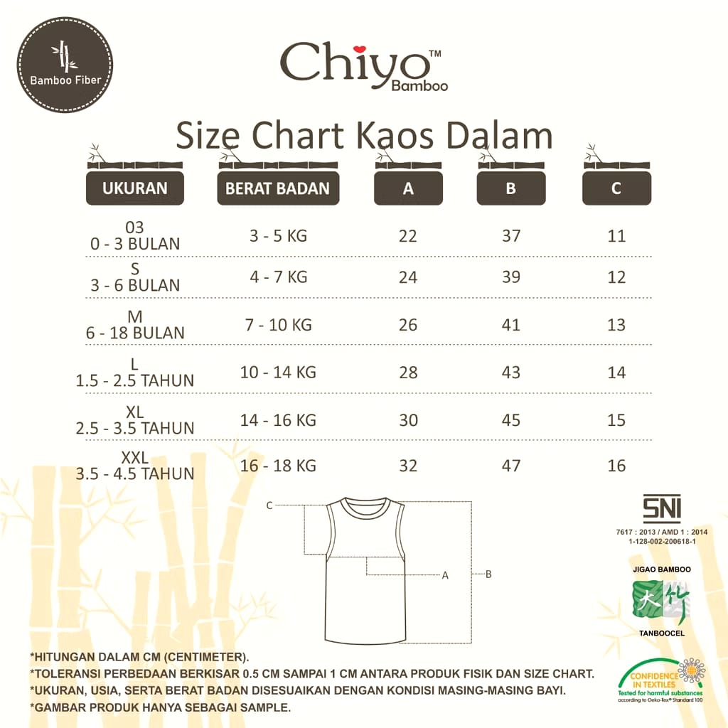Chiyo Baby Wear Chiyo Kaos Dalam Bamboo Putih
