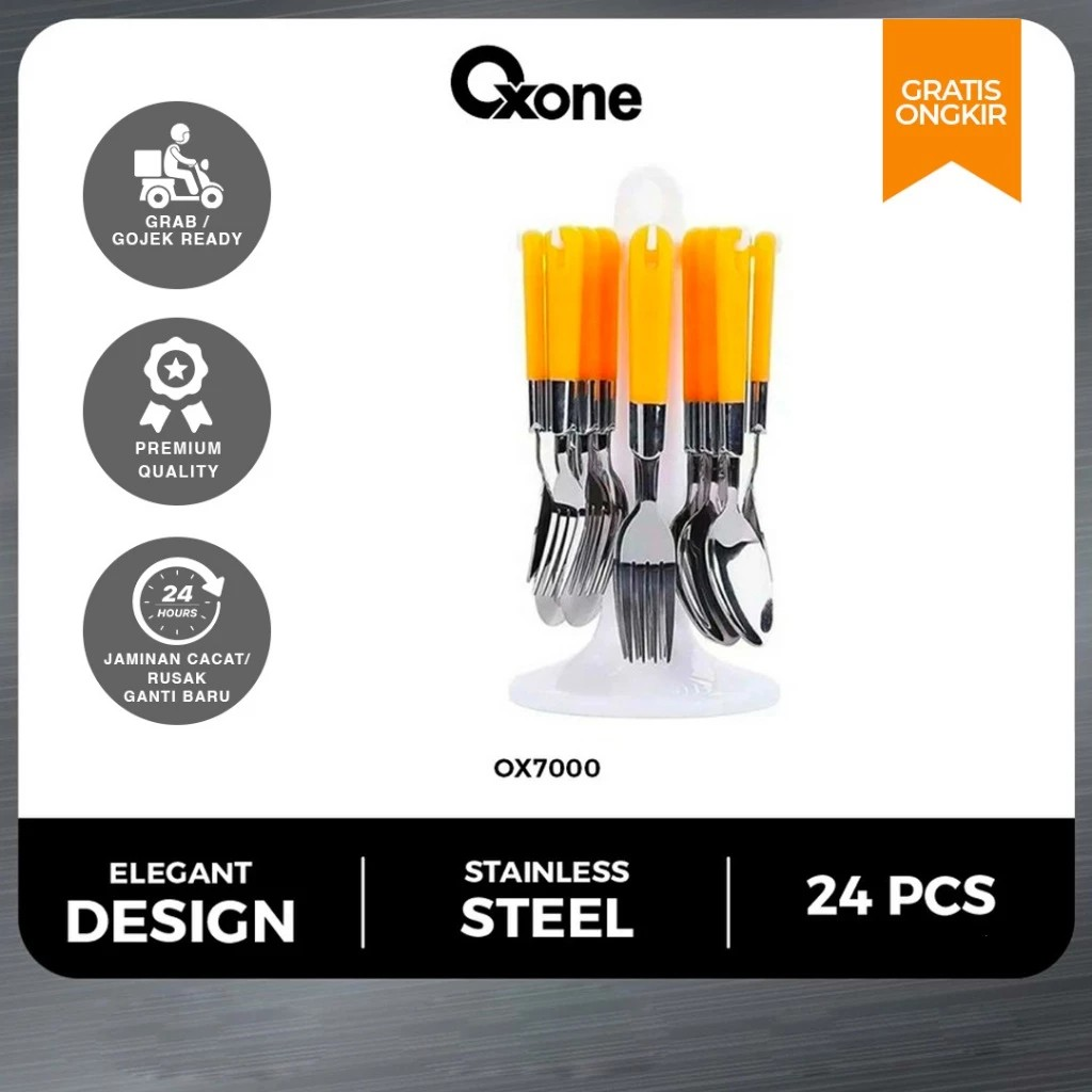 Oxone Oxone Sendok Garpu Makan Set 24 Pcs Stainless Steel OX7000