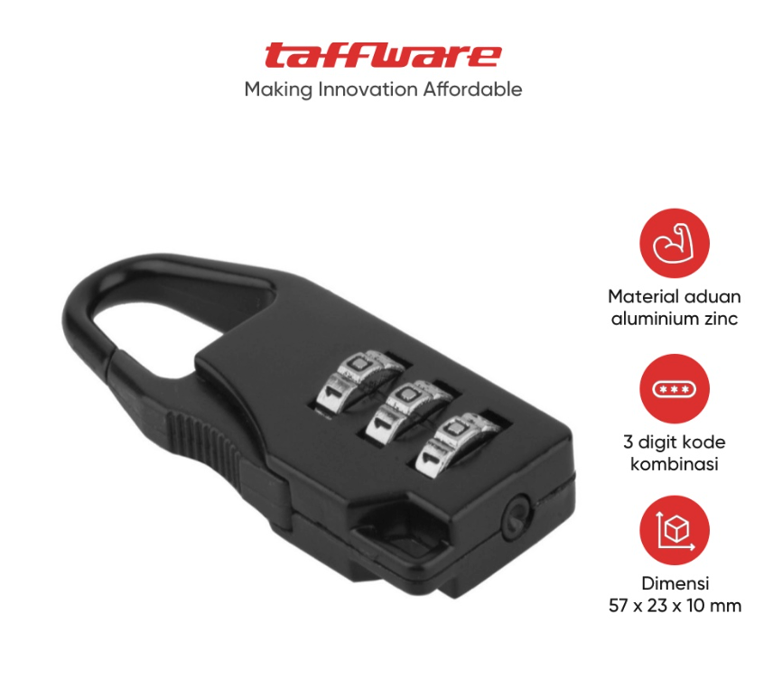 TaffGUARD Gembok Koper Kode Angka 2