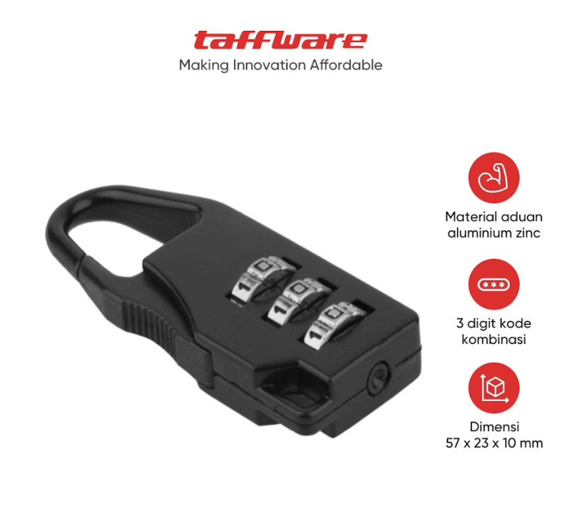 TaffGUARD Gembok Koper Kode Angka 2