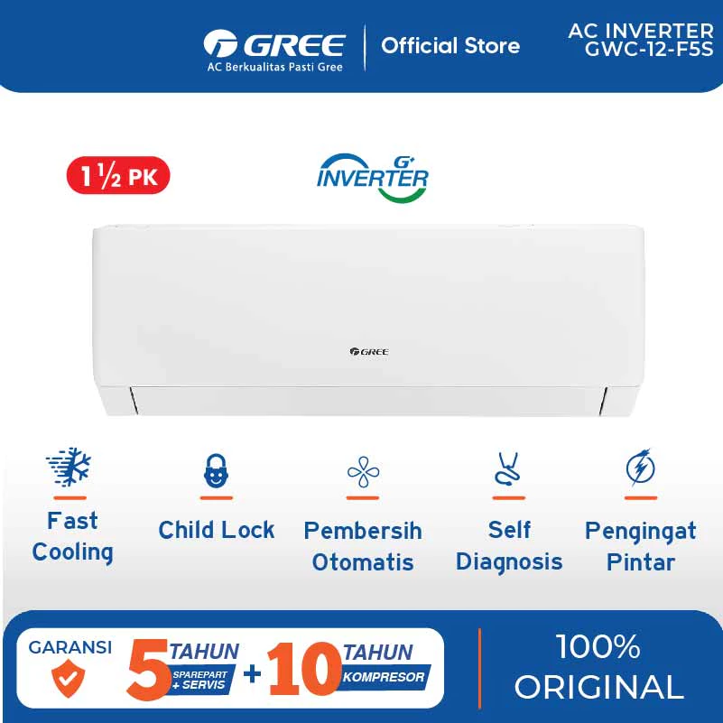 Gree Electric Appliances Gree Residential AC F5S Inverter Series 1.5 PK GWC12F5S