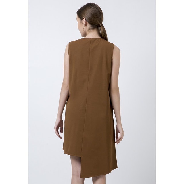 Delamibrands The Executive Front Zip Asymmetric A-Line Dress