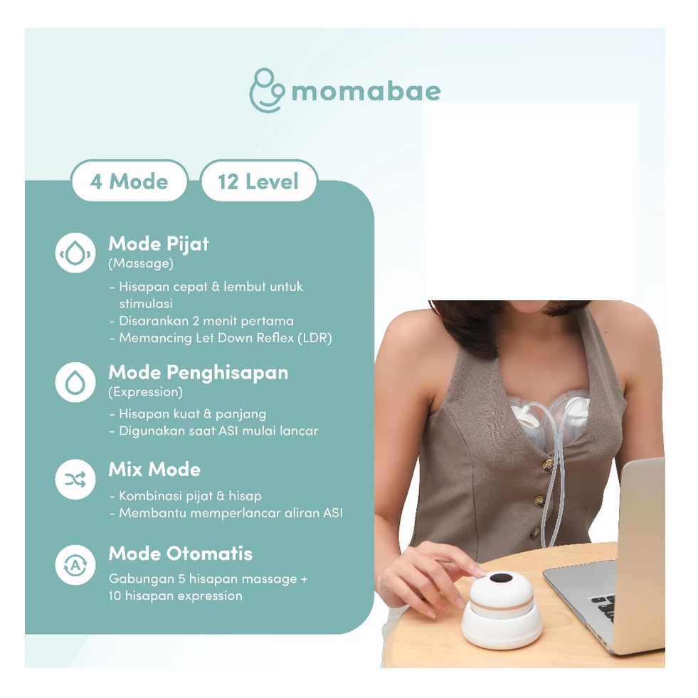 Momabae Momabae Compact S+ 2in1 Double Handsfree Electric Breast Pump