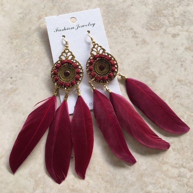  Anting Gantung Bulu Bohemian Etnik 02911F