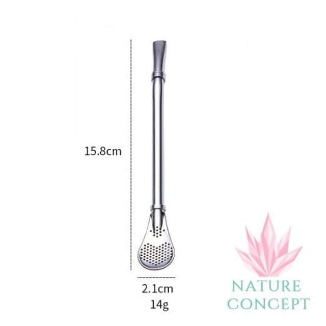 Stainless Steel Straw Spoon Sendok Sedotan