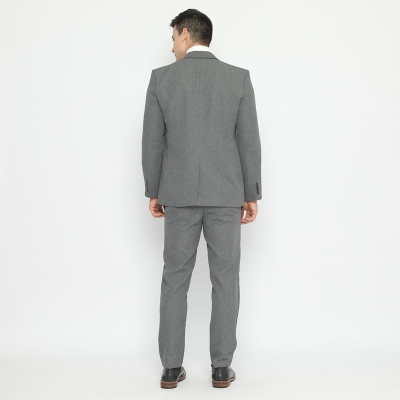 Jas Kancing Dua Wool Touch Abu Muda Slimfit