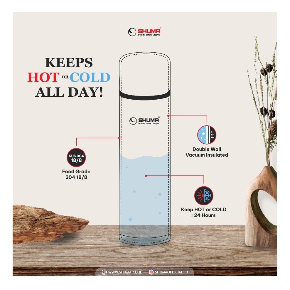 Shuma Indonesia Shuma Termos Air Panas S/S Vacuum Flask 500 ml
