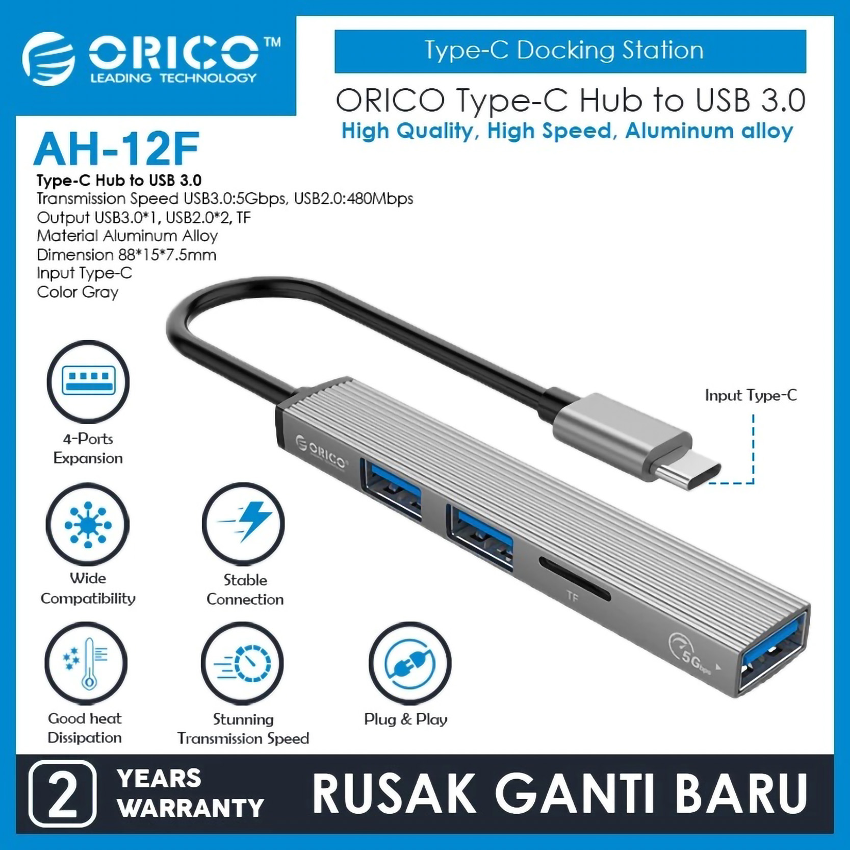 ORICO Type-C to USB 3.0 Hub 5