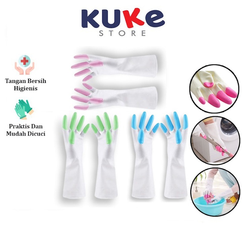 KUKE Sarung Tangan Cuci Piring Silikon Anti Air 2