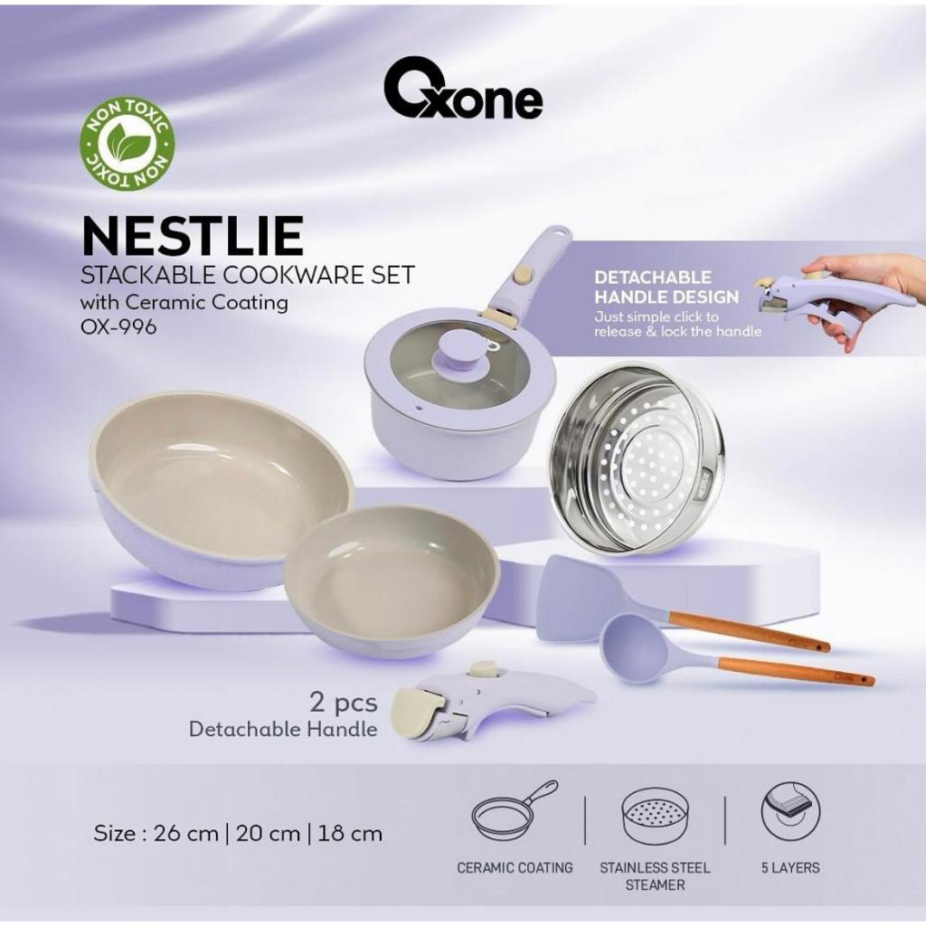Oxone Nestlie Stackable Cookware Set with Detachable Handle OX-996