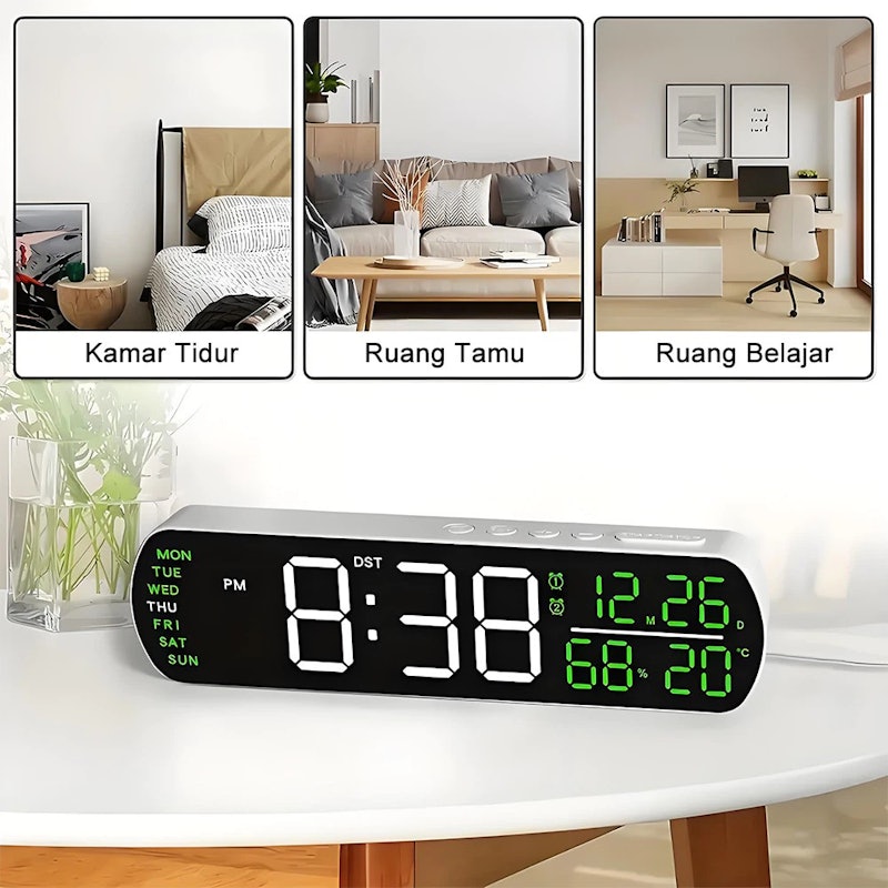 Jam Dinding Digital Smart Layar Besar 6-in-1 Tipe G 3