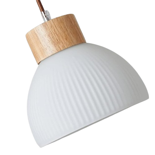 Lampu Gantung Nordik Kap Lampu Kaca Kayu