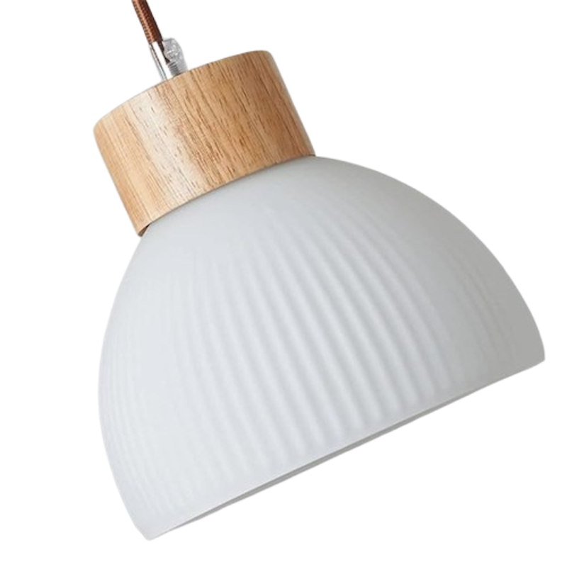 Lampu Gantung Nordik Kap Lampu Kaca Kayu 1