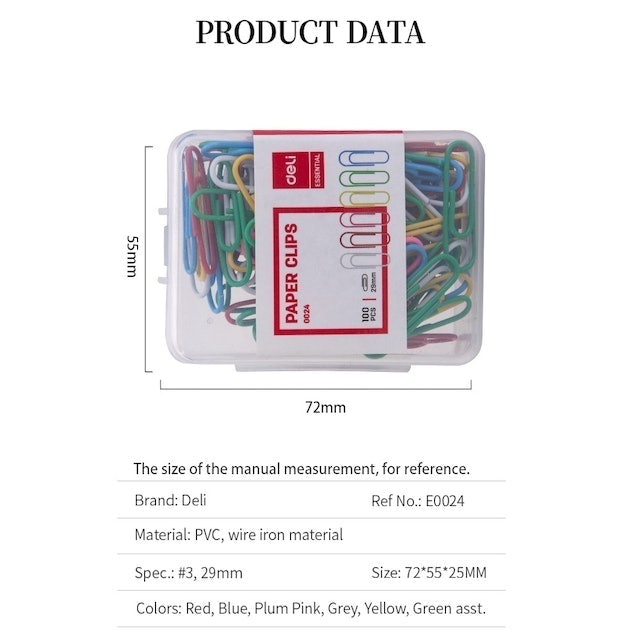 Deli Paper Clips Multi Warna  E0024