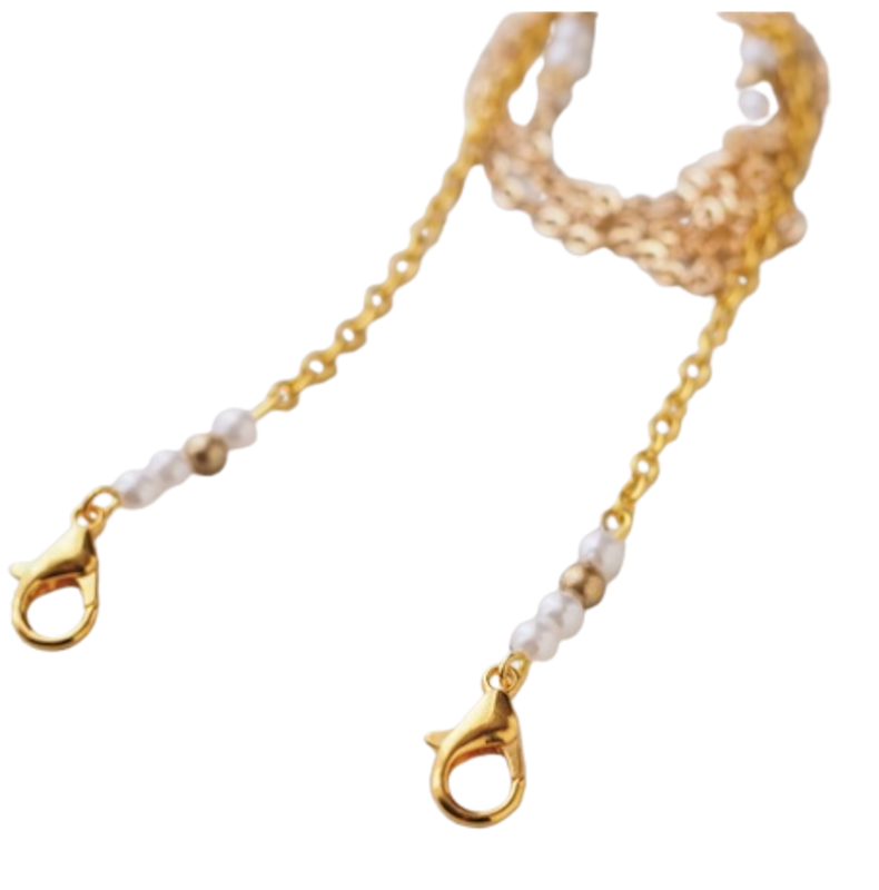 White Beads Hijab Strap Mask 2