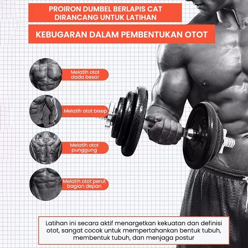 Proiron Dumbbel and Barbell Full Metal Set 30 kg 2