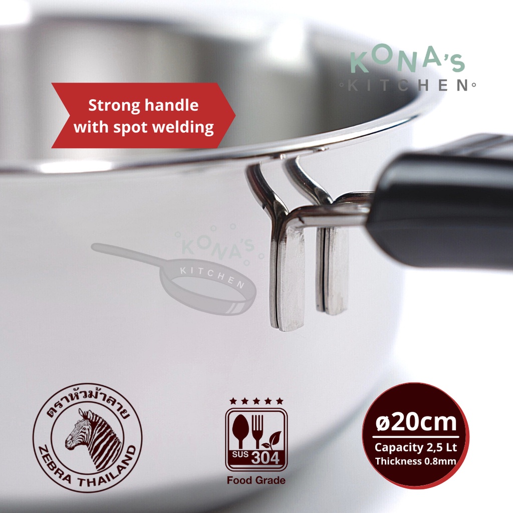  ZEBRA Sauce Pan Stainless Steel 20 cm 166306