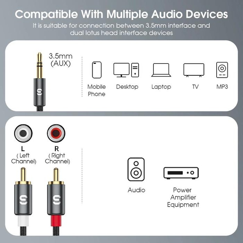 Essager Audio Adapter Cable 3,5 mm to Double Lotus Head RCA 5 meter 4