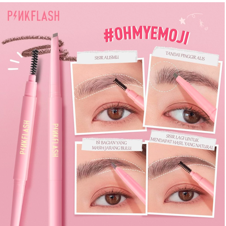 FCL Internasional Indonesia PINKFLASH OhMyEmoji Waterproof Automatic Eyebrow Pencil 01 Natural Brown PFE09
