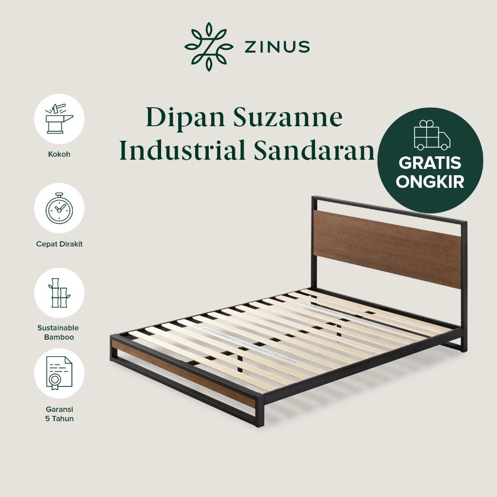 Zinus Global Indonesia Zinus Suzanne Sandaran Kayu Bambu