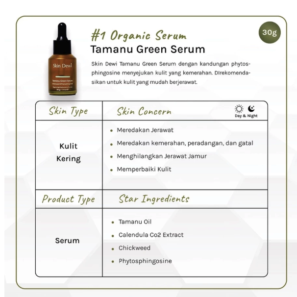Saridewi Natural Kosmetik Skin Dewi Tamanu Green Serum