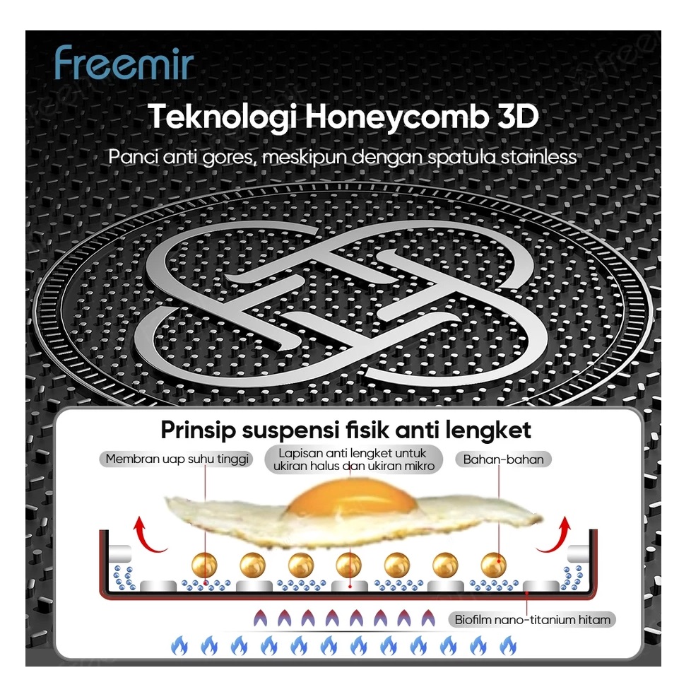 Special freemir Nusantara Series Wajan Stainless Steel 316 Honeycomb 30 cm 4