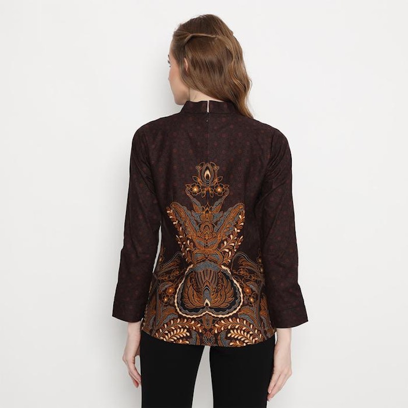 Hadinata Batik Farah Fajri Blouse Batik Wanita Lengan Panjang 3