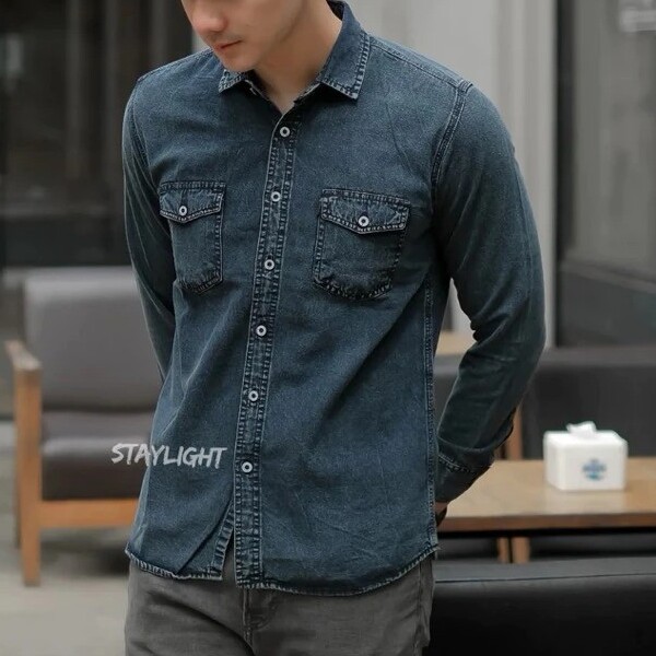  Staylight Kemeja Jeans Lengan Panjang Pria Snow
