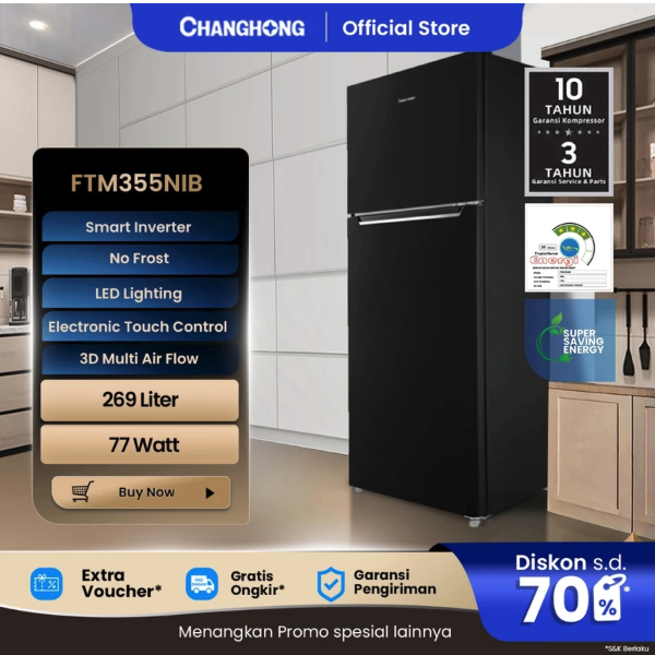 Changhong Limited Changhong Kulkas 2 Pintu FTM355NIB