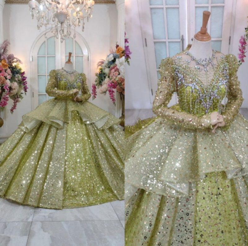 Gaun Pengantin Barbie Gotik Mewah Berekor 2