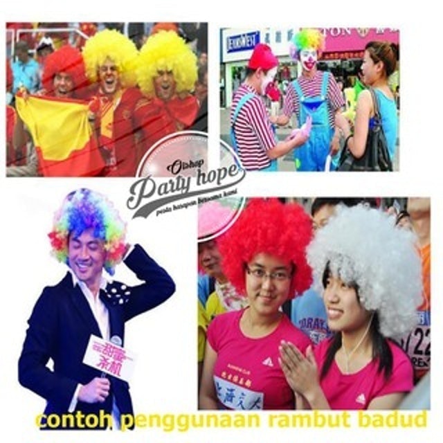  Rambut Palsu Pria Kribo Warna Rainbow 5