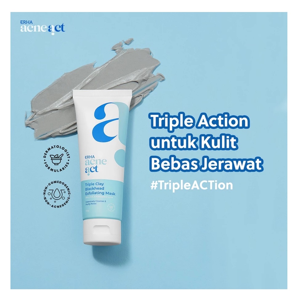 ERHA Clinic Indonesia ERHA Acneact Triple Clay Blackhead Exfoliating Mask