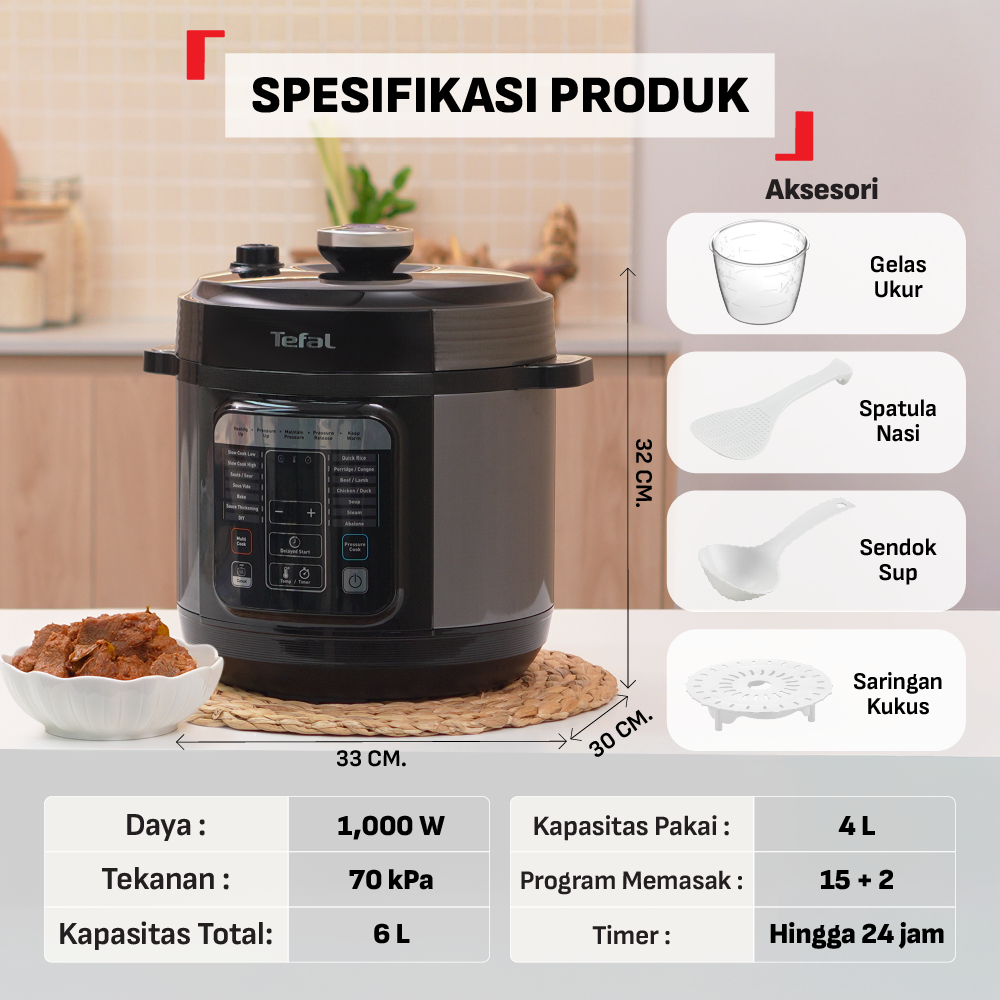 Tefal Indonesia Tefal Home Chef Smart Multicooker CY601