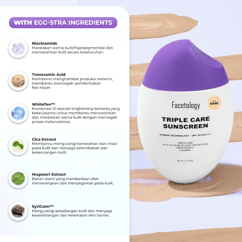Facetology Innovation & Technology Facetology Triple Care Sunscreen Tinted SPF 50 PA++++