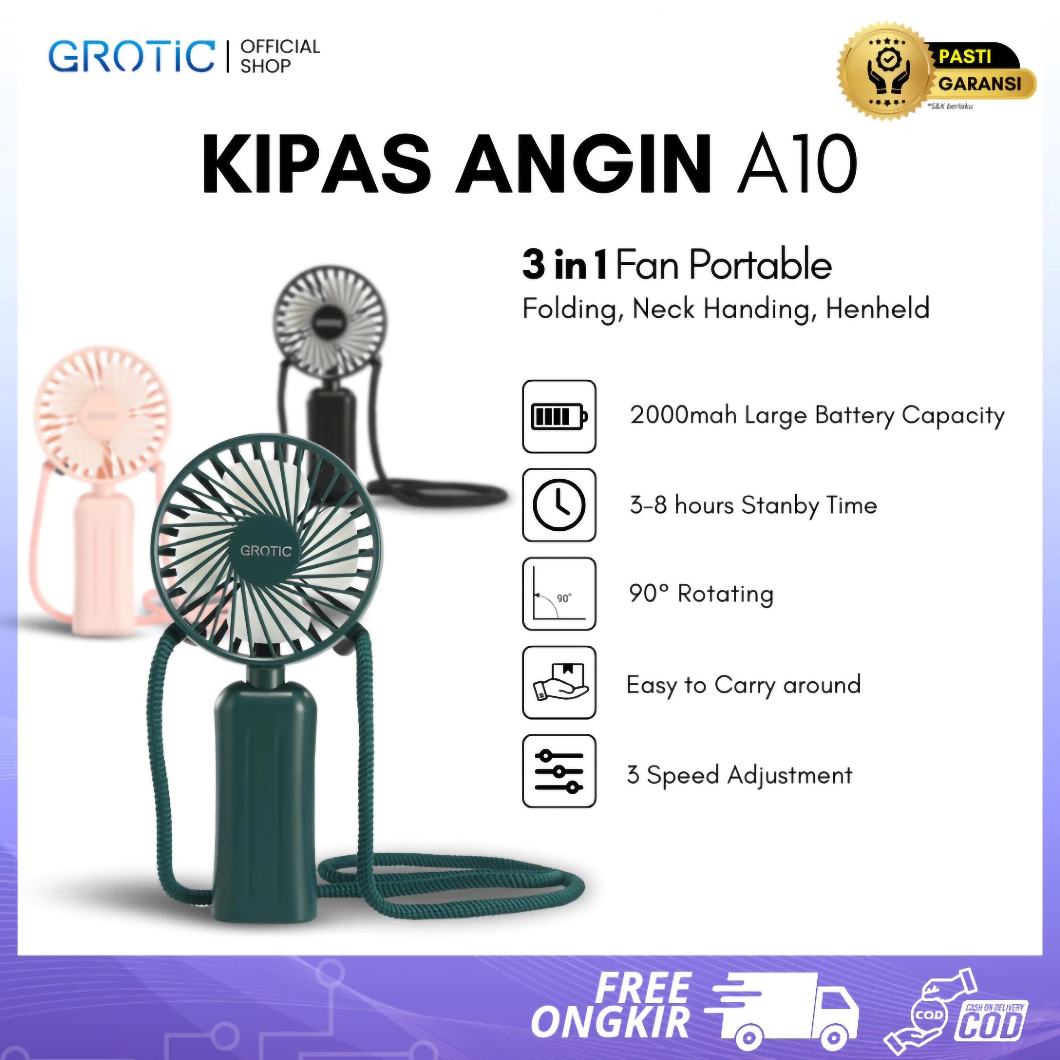 Tunggal Daya Abadi Grotic Kipas Angin Mini Portable A10