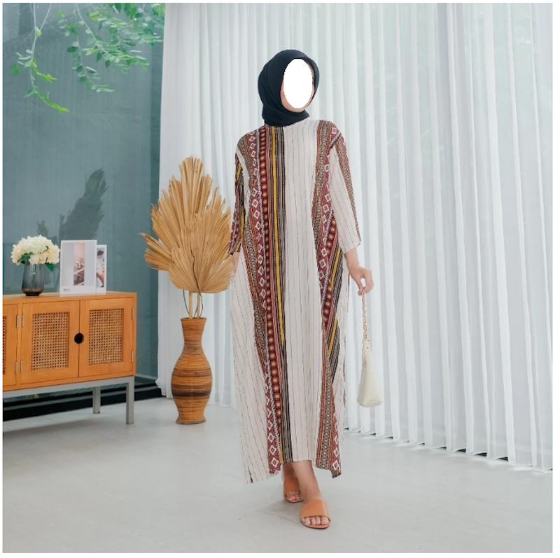 Shebia Daster Motif Salur Lengan 3/4 2