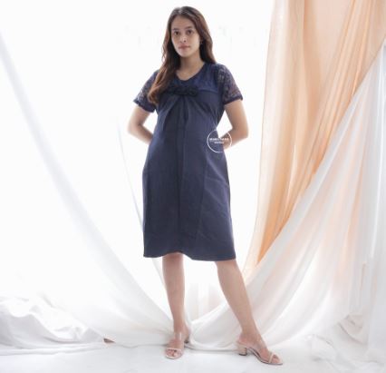 CELYNE Baju Hamil Dress Menyusui Brokat Pesta Pita ｜ DRO 794
