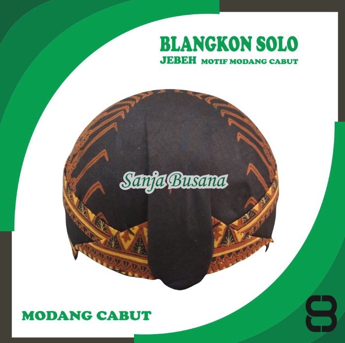 Sanja Busana Blangkon Solo Jebeh Batik Dewasa Motif Modang Cabut