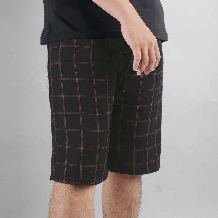 DGM Fashion  DGM Celana Pendek Tartan Hitam Cokelat  2767