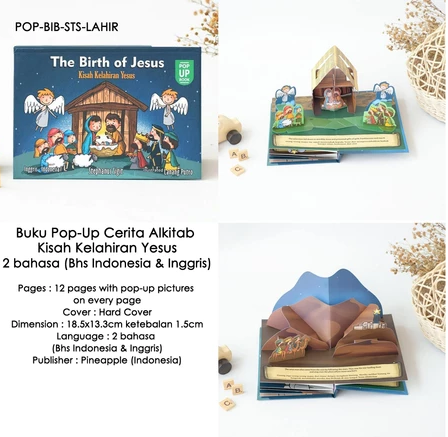 Pineapple Indonesia Buku Pop-Up Cerita Alkitab Kelahiran Yesus (2 Bahasa)