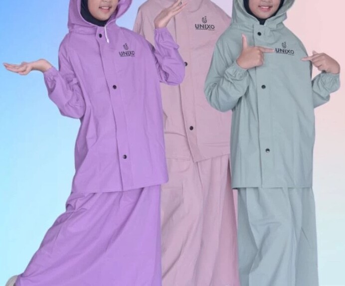  UNIXO Jas Hujan Anak Setelan Jaket Rok