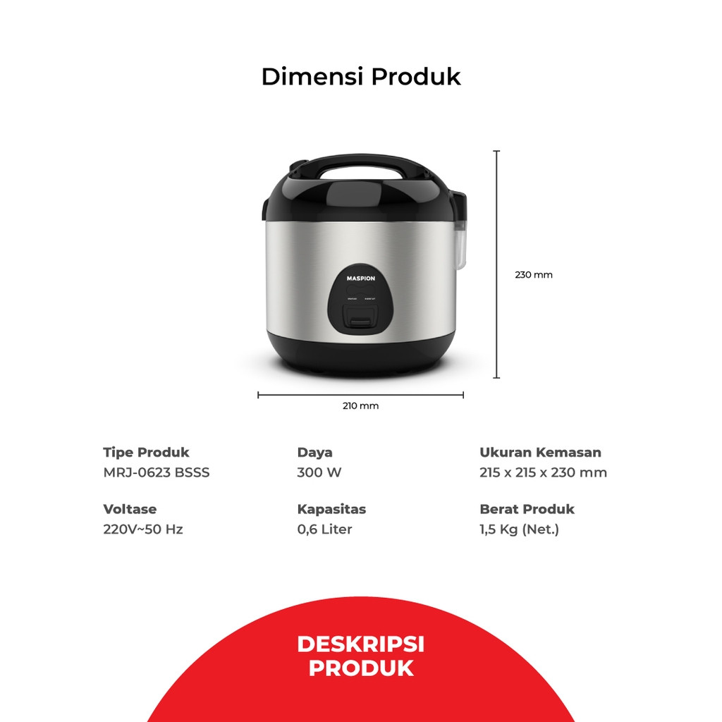 Maspion Group Maspion Magic Cooker 0.6 L MRJ-0623BSSS